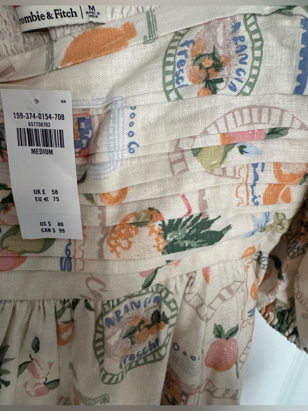 NWT Abercrombie & Fitch Emerson Linen puff sleeve midi Dresses - Picture 7 of 7